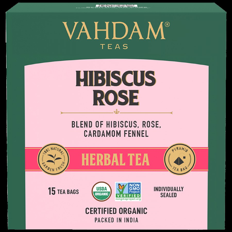 Vahdam Organic Hibiscus Rose Herbal Tea - Nourishing