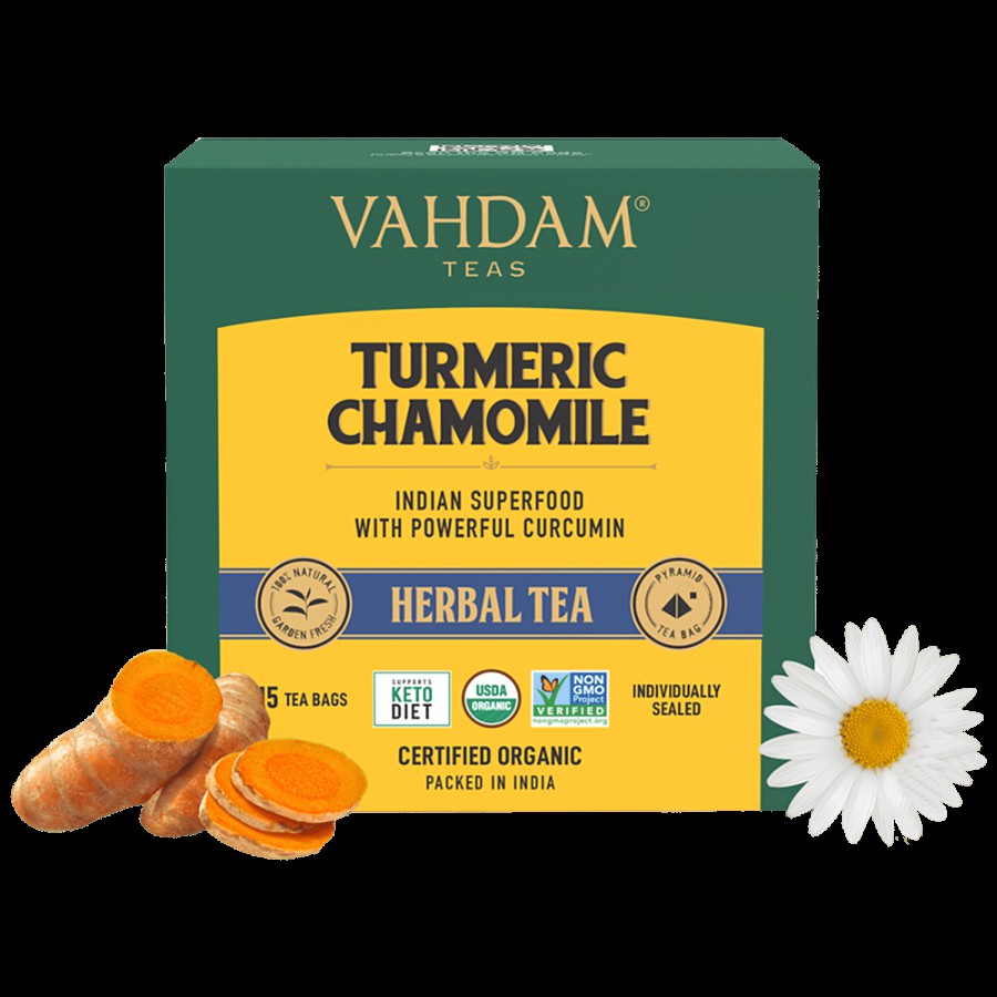 Vahdam Organic Turmeric Chamomile Tea Bags - Calming Tea