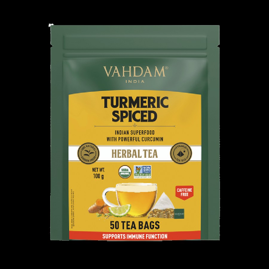 Vahdam Turmeric Spiced Herbal Tea - Supports Immune Function