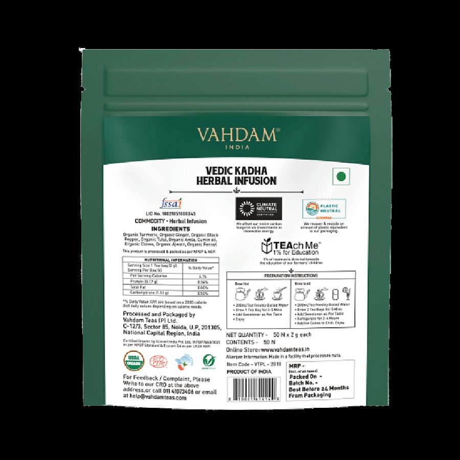 Vahdam Vedic Kadha Herbal Tea - Supports Immune Function