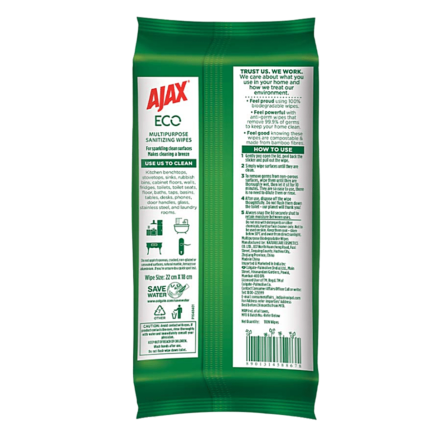 Ajax Eco Multipurpose Sanitizing Wipes - Fresh Lemon