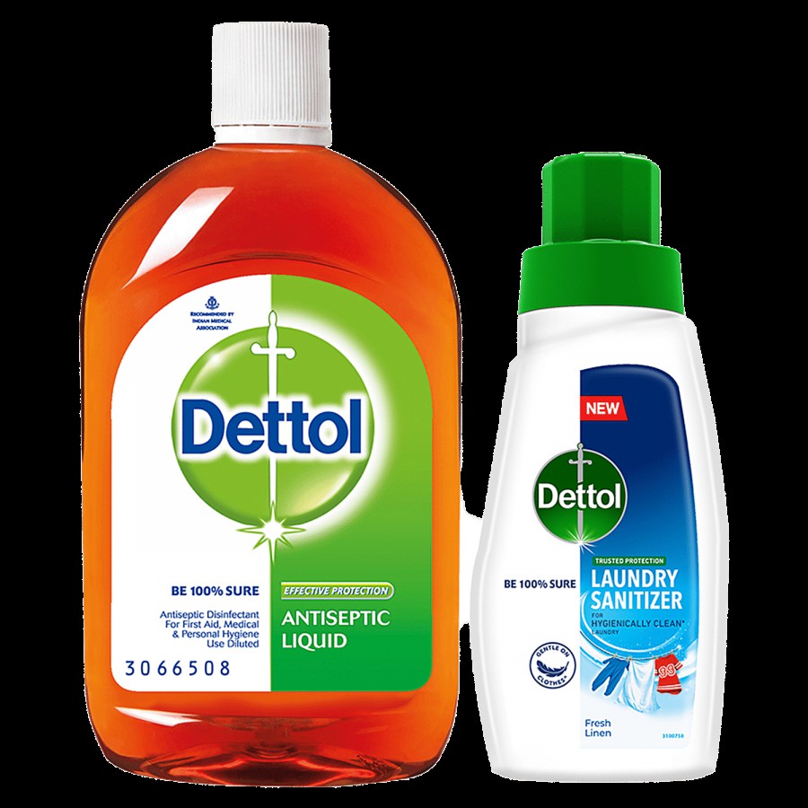 Dettol Antiseptic Disinfectant Liquid - Fresh Pine & Laundry Sanitizer Liquid - Fresh Linen