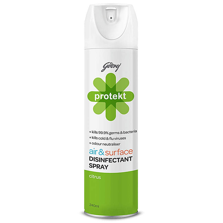 Godrej Protekt Disinfectant Spray - Air & Surface Sanitizer Citrus Fragrance