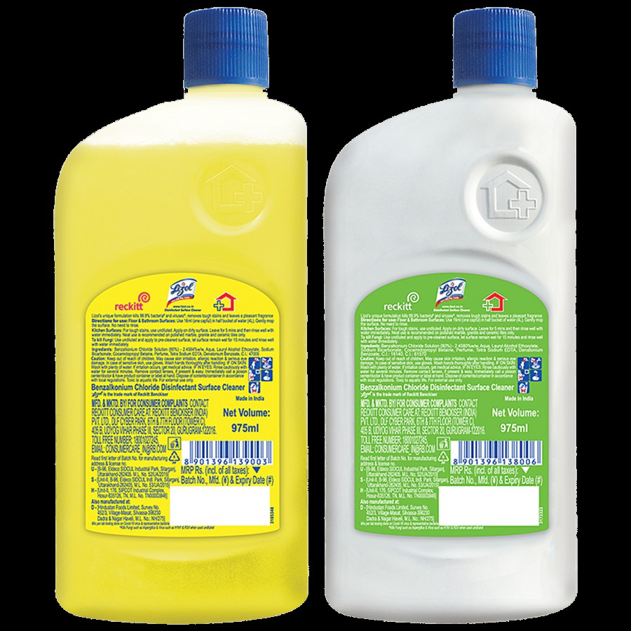 Lizol Disinfectant Surface & Floor Cleaner Liquid Citrus 975 ml + Pine 975 ml