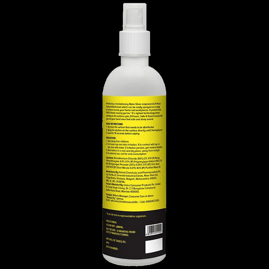 SAFE & SOUND 24 Hrs Surface Disinfectant With Nano Silver