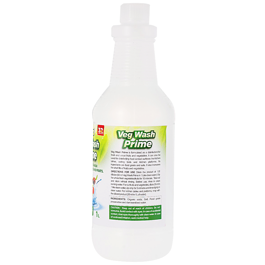 Schevaran Veg Wash Prime - Disinfectant Pre-Wash For Whole Vegetables & Fruits