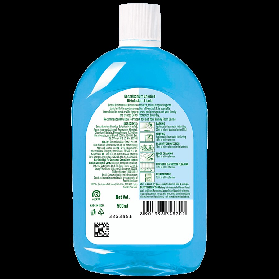 Dettol Liquid Disinfectant for Multi-Purpose Germ Protection - Menthol Cool