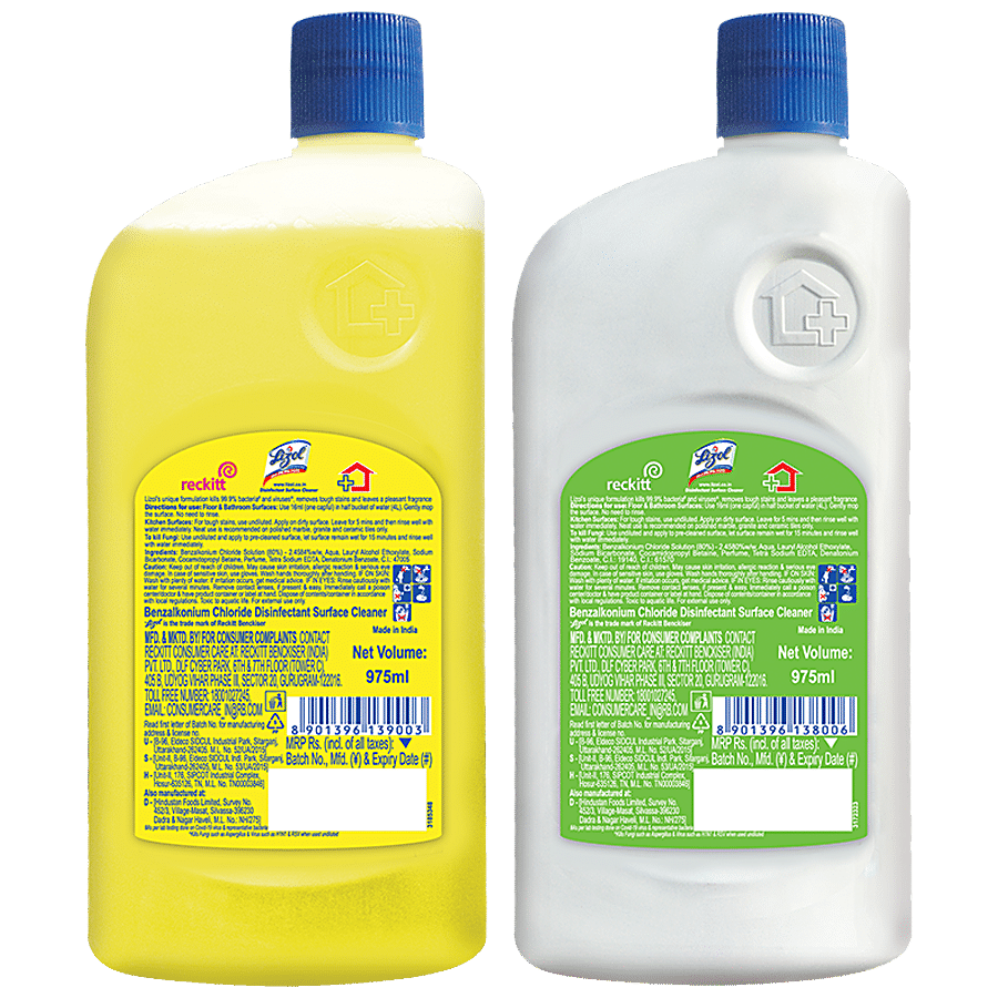 Lizol Disinfectant Surface & Floor Cleaner Liquid Citrus 975 ml + Pine 975 ml