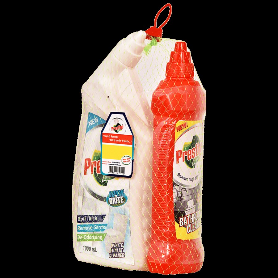 Prestine White Toilet Cleaner + Red Bathroom Cleaner