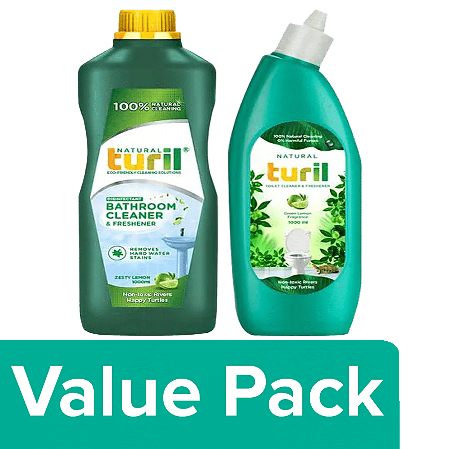 TURIL Bathroom Cleaner - Zesty Lemon + Toilet Cleaner - Green Lemon (each of 1L)