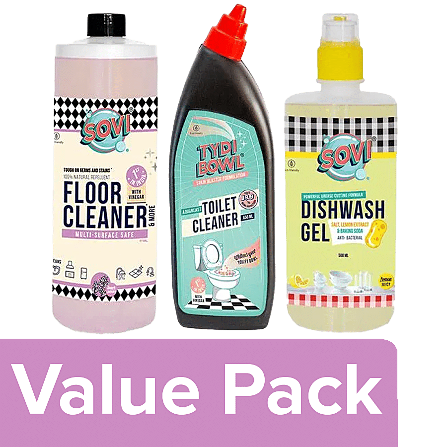 bb Combo SOVI Floor Cleaner 975ml+TYDIBOWL Toilet Cleaner 650ml+SOVI Dishwash Gel 500ml