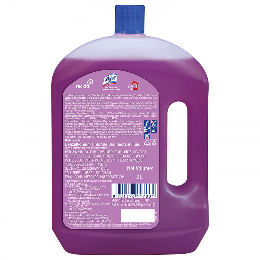 bb Combo Lizol Disinfectant Surface & Floor Cleaner Liquid Lavender 2 L + Refill 1.8 L