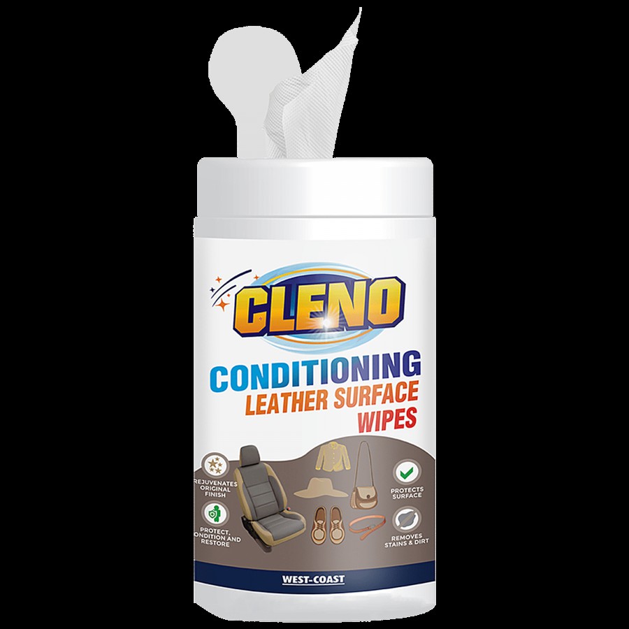 Cleno Conditioning Leather Surface Wet Wipes - For Sofas