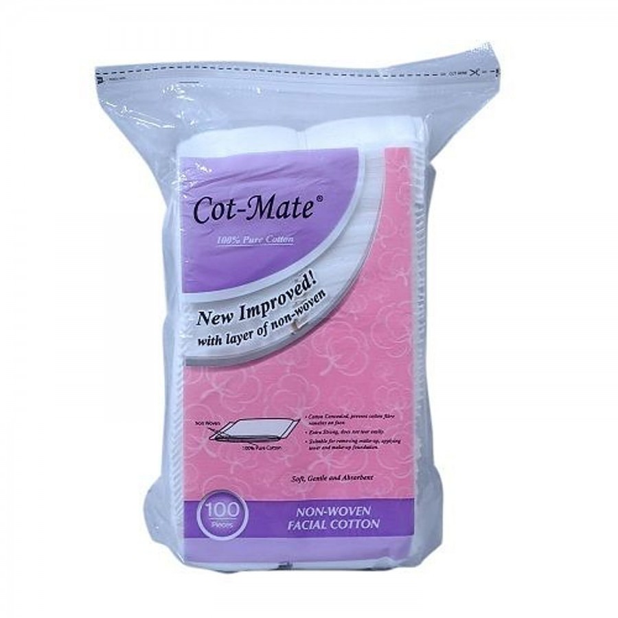 Cot Mate IMPORTED - Cotton Pads Square with Non Woven 2 Sided