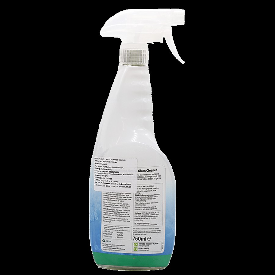 Hycolin Antiviral Stainless Steel & Glass Cleaner - Fragrance & Colour Free