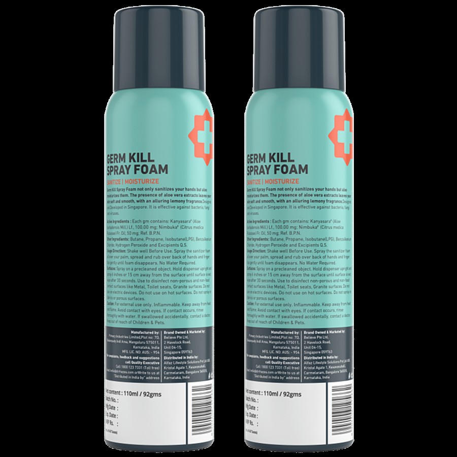 Dr Rhazes Germ Kill Spray Foam - Aloe Vera & Lemon Extracts