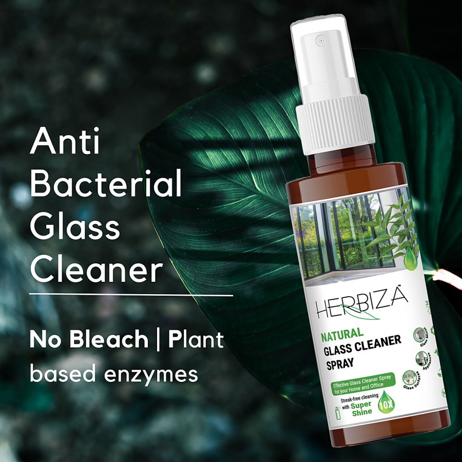 Herbiza Natural Glass Cleaner Spray - Provides Shine