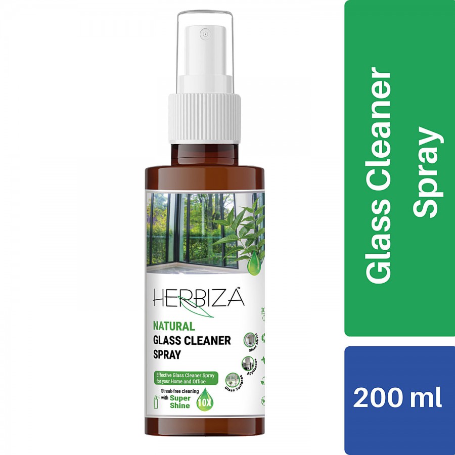 Herbiza Natural Glass Cleaner Spray - Provides Shine