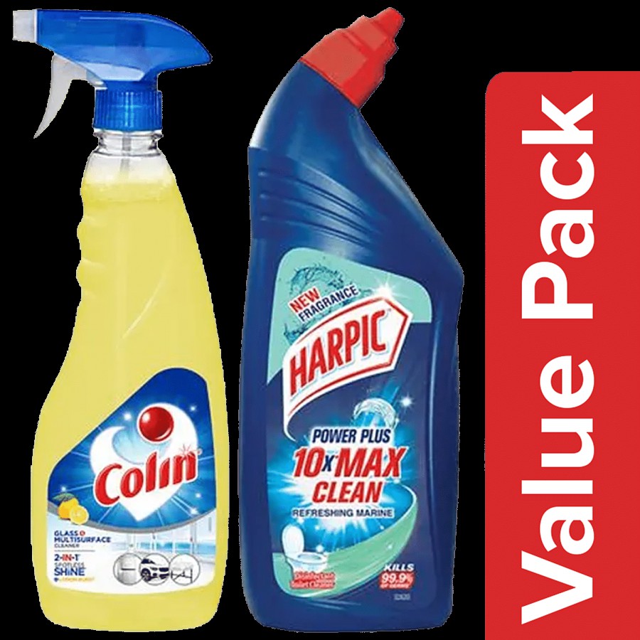 bb Combo Colin Glass & Multisurface Cleaner500ml +Harpic Disinfectant Toilet Cleaner-M 1L