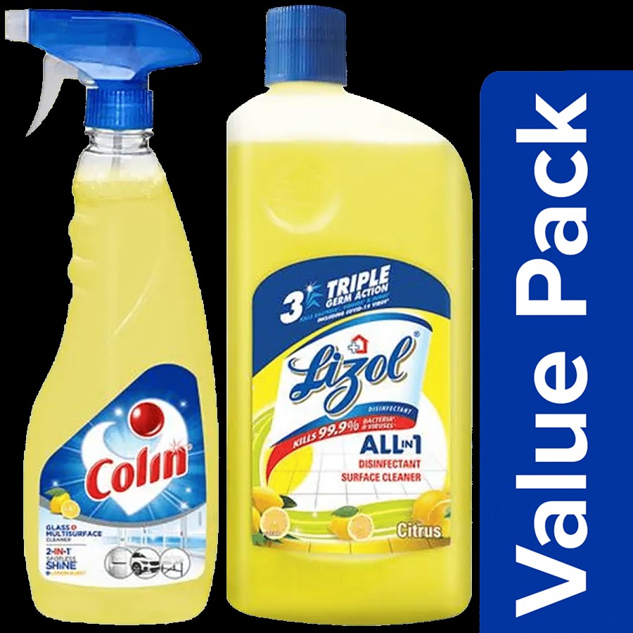 bb Combo Colin Glass & Multisurface Cleaner 500ml + Lizol Disinfectant Floor Cleaner-C 1L