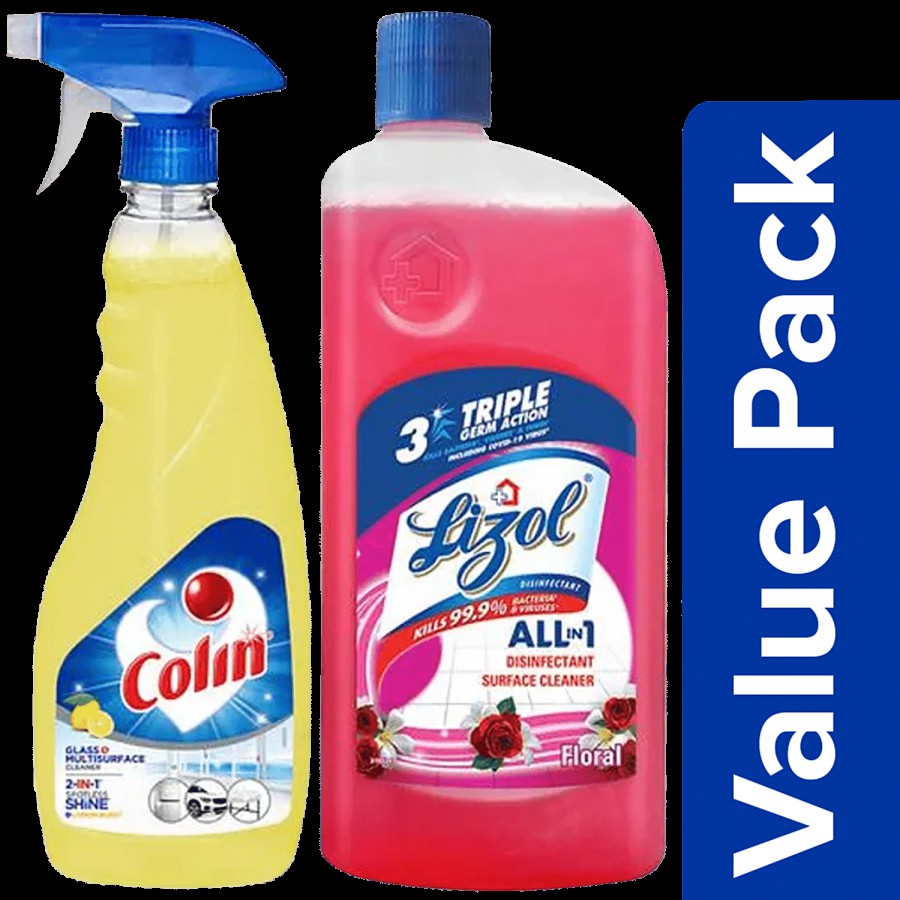 bb Combo Colin Glass & Multisurface Cleaner 500ml + Lizol Disinfectant Floor Cleaner-F 1L