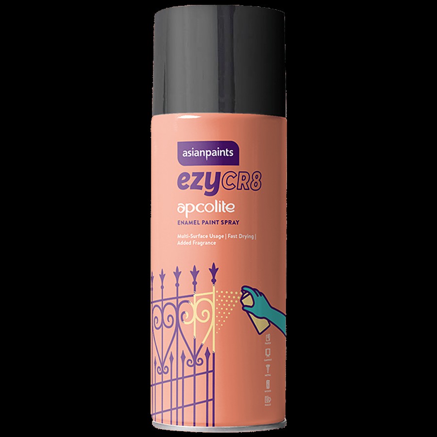 Asian Paints EzyCR8 Apcolite Enamel Paint Spray - Black