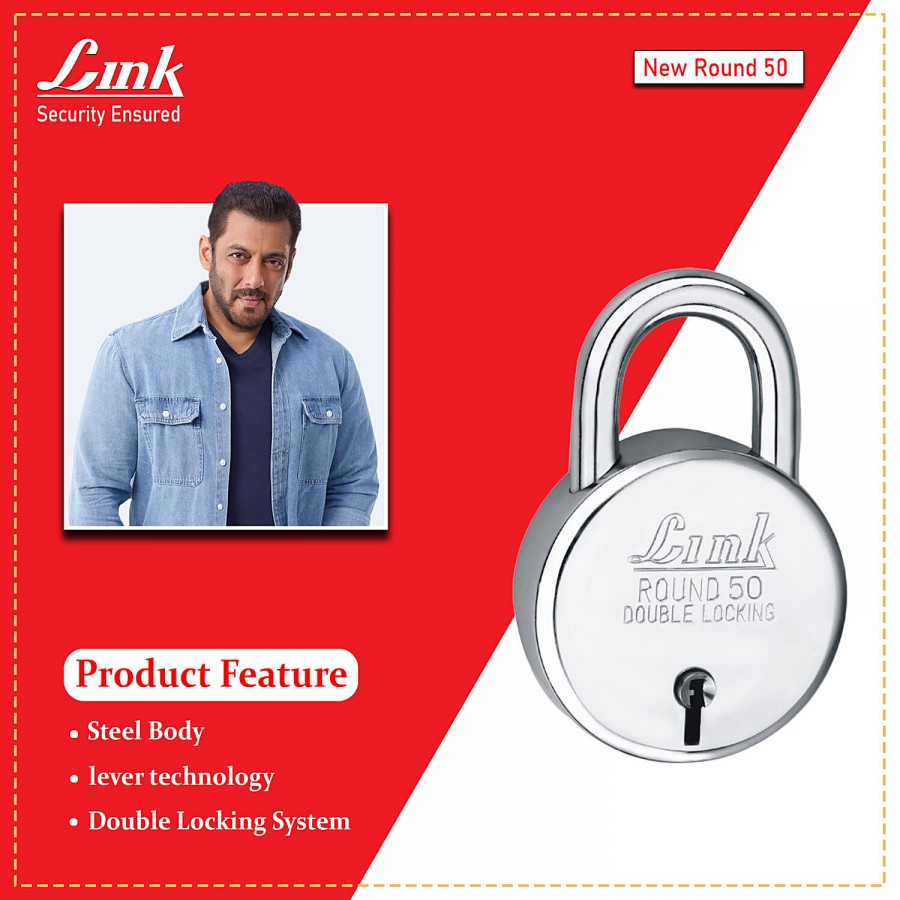 Link Round 50 mm 6 Brass LVR Double Locking - With 3 Keys