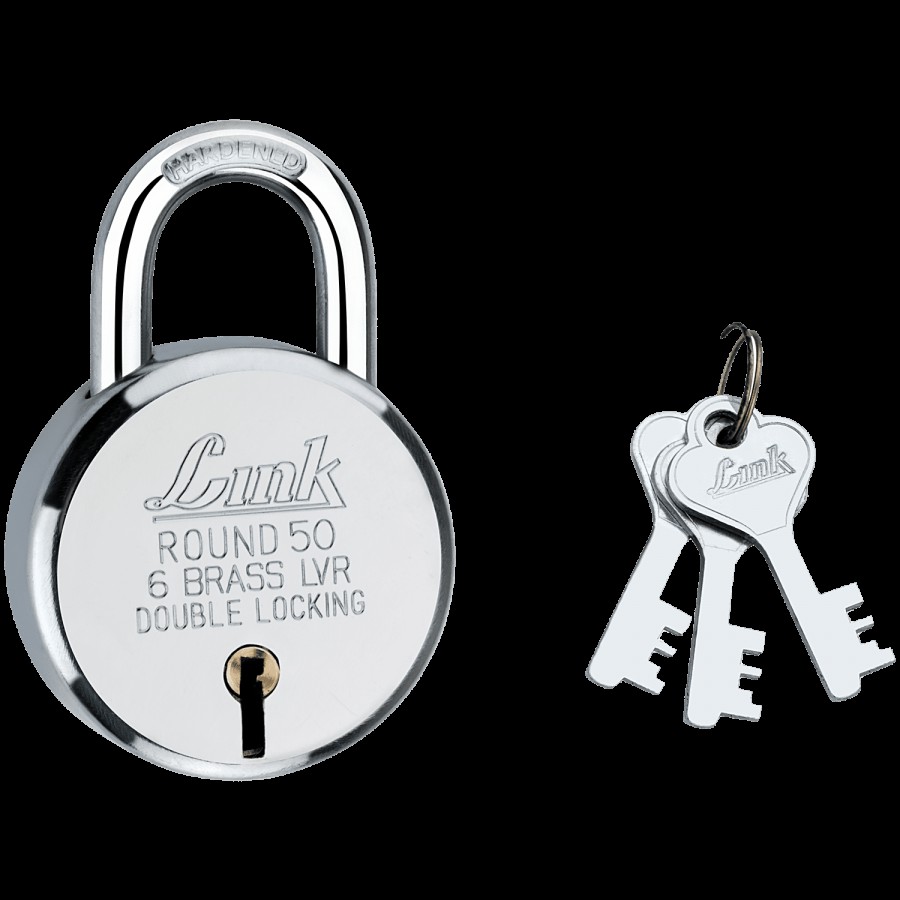 Link Round 50 mm 6 Brass LVR Double Locking - With 3 Keys