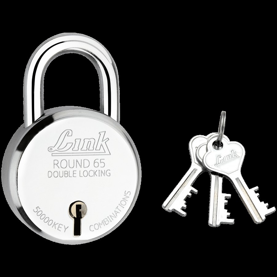 Link Round 65 mm Double Locking Padlock - With 3 Keys