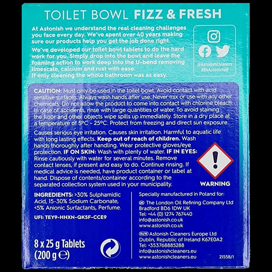 Astonish Toilet Bowl Tablet - Fizz & Fresh