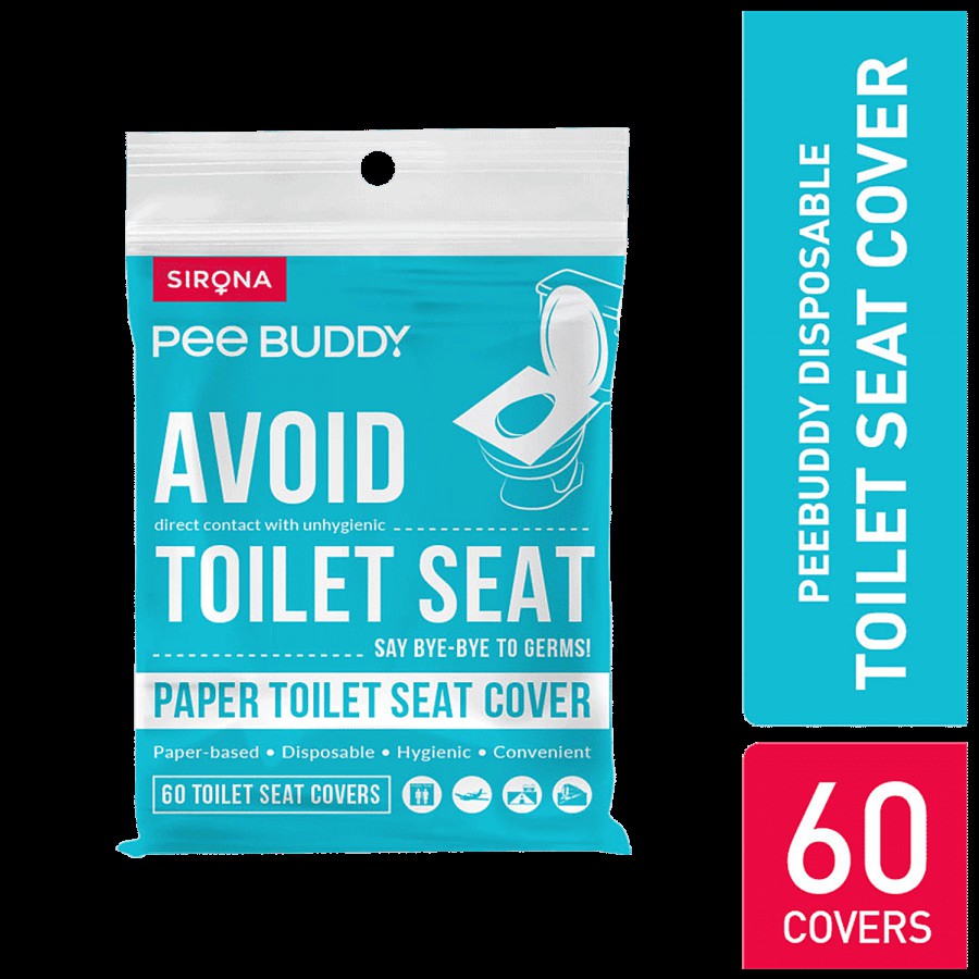 Peebuddy Disposable Toilet Seat Covers - 60 Sheets | No Direct Contact with Unhygienic Seats | Easy To Dispose | Nature Friendly | Must Have For Women and Men