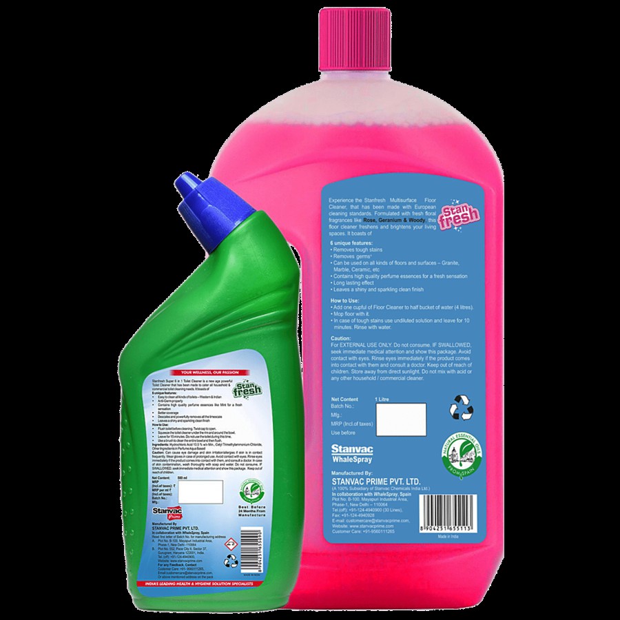 Stanfresh Super 6 In 1 Toilet Cleaner & Multi-Surface Floor Cleaner - Mint & Rose World