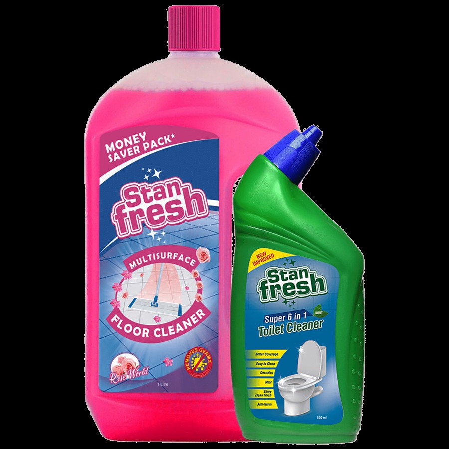 Stanfresh Super 6 In 1 Toilet Cleaner & Multi-Surface Floor Cleaner - Mint & Rose World