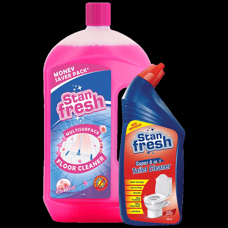 Stanfresh Super 6 In 1 Toilet Cleaner & Multi-Surface Floor Cleaner - Rose World