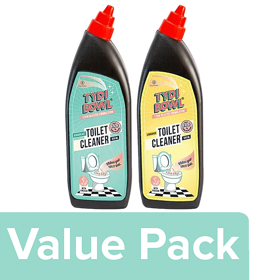 TYDI BOWL Toilet Cleaner -  Aqua Blast + Lemon Pop (each of 650 ml)