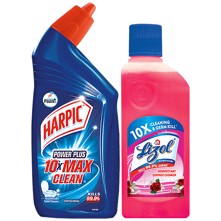 bb Combo Harpic Disinfectant Toilet Cleaner Original200ml+Lizol Floor Cleaner Floral200ml