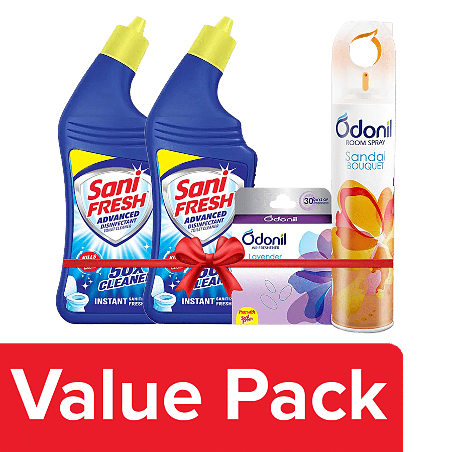 bb Combo Sanifresh Liquid Toilet Cleaner(2 x 500ml) + Odonil Room Air Spray Sandal