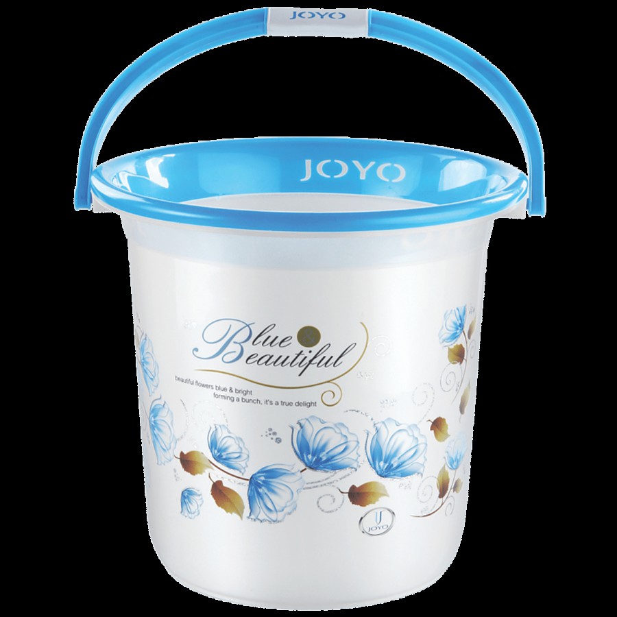 JOYO Better Home Printed Plastic Bathroom Bucket - Blue