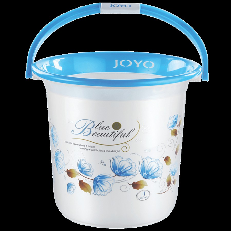 JOYO Better Home Printed Plastic Bathroom Bucket - Blue