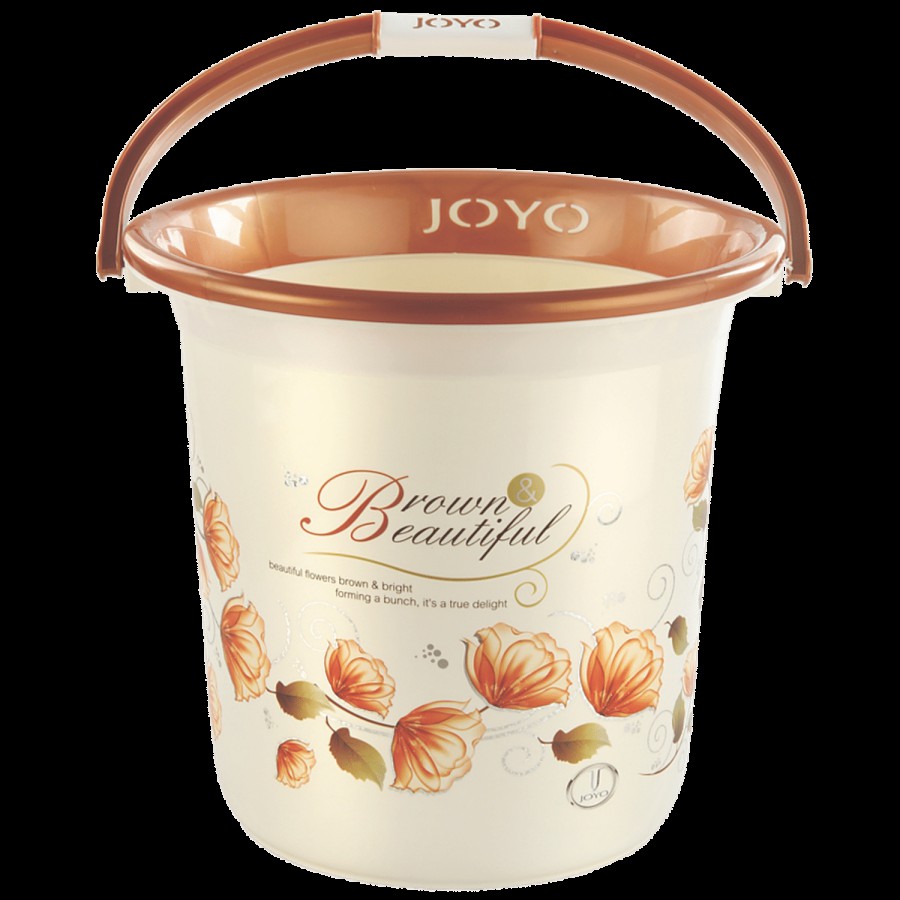 JOYO Better Home Printed Plastic Bathroom Bucket - Brown