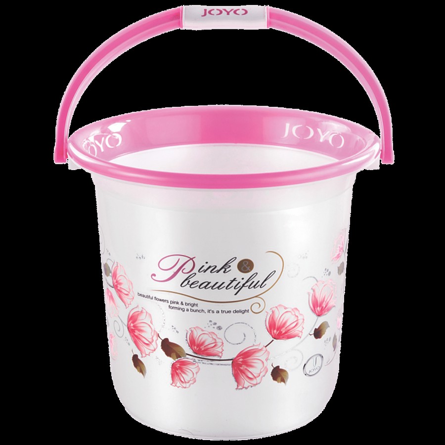 JOYO Better Home Printed Plastic Bathroom Bucket - Pink