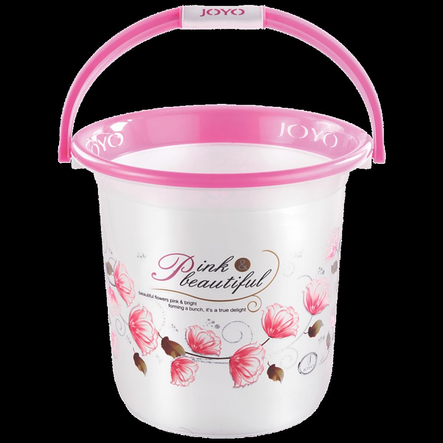 JOYO Better Home Printed Plastic Bathroom Bucket - Pink