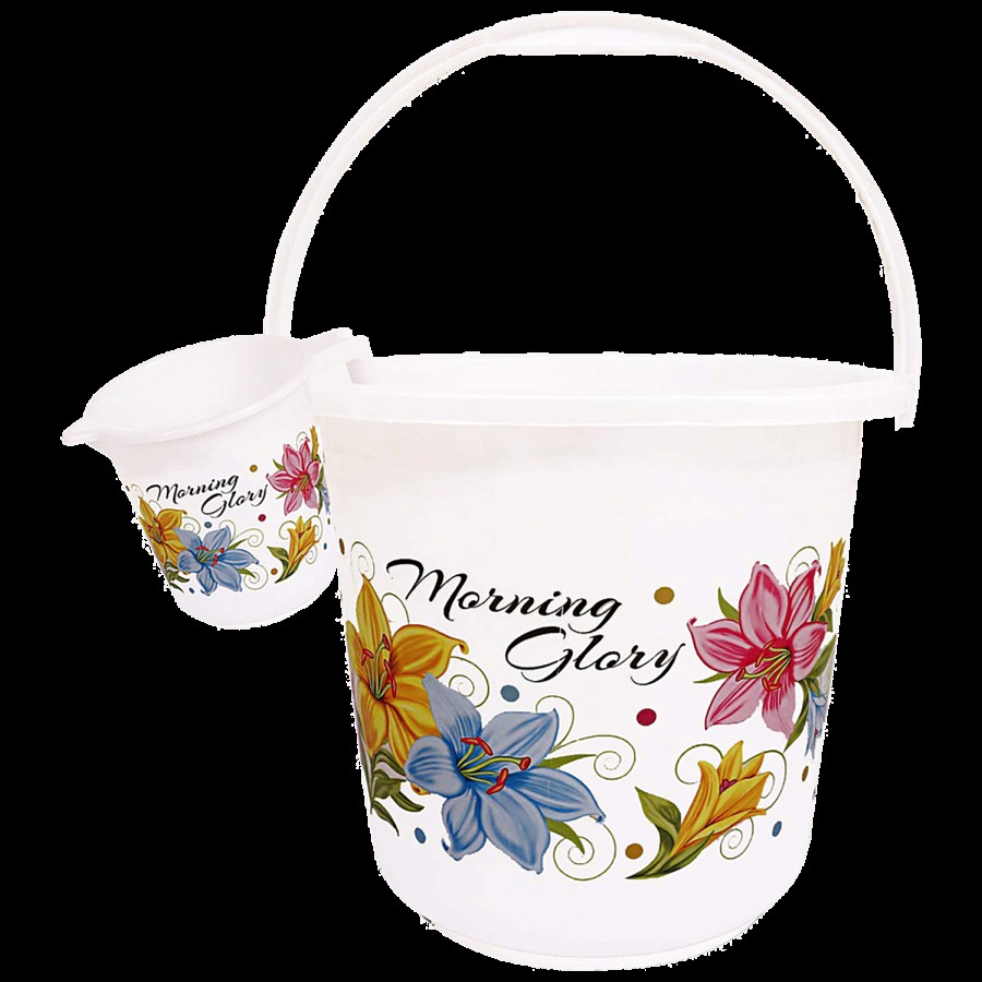 Kuber Industries Plastic Bucket With Mug Set - KUBMART10296