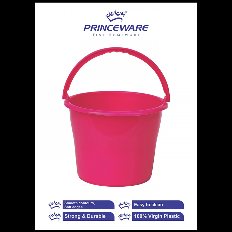 Princeware Plastic Bucket - For Bathing/Cleaning