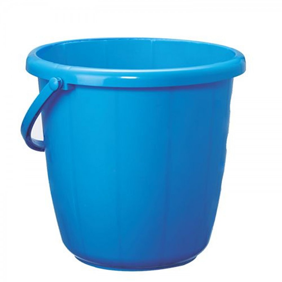 Ratan Plastic Bucket With Handle - Blue