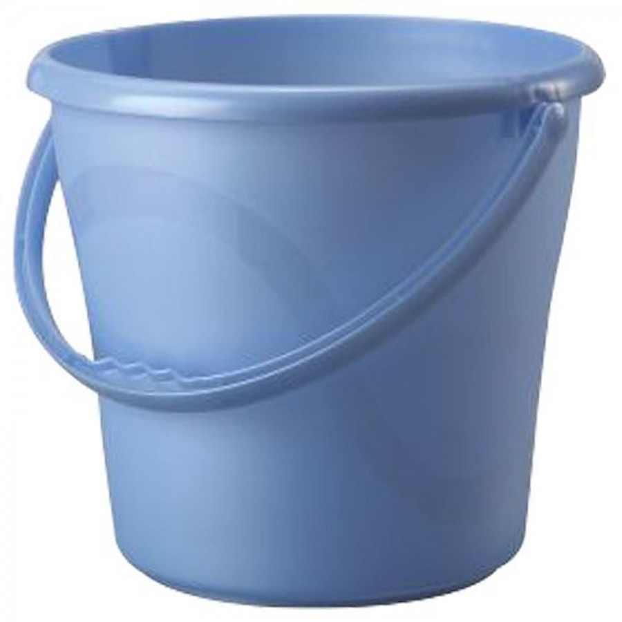 Ratan Plastic Bucket With Handle - Light Blue