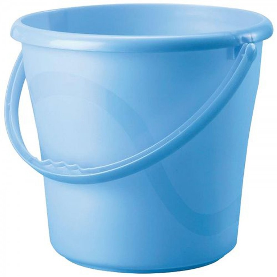 Ratan Plastic Bucket With Handle - Light Blue