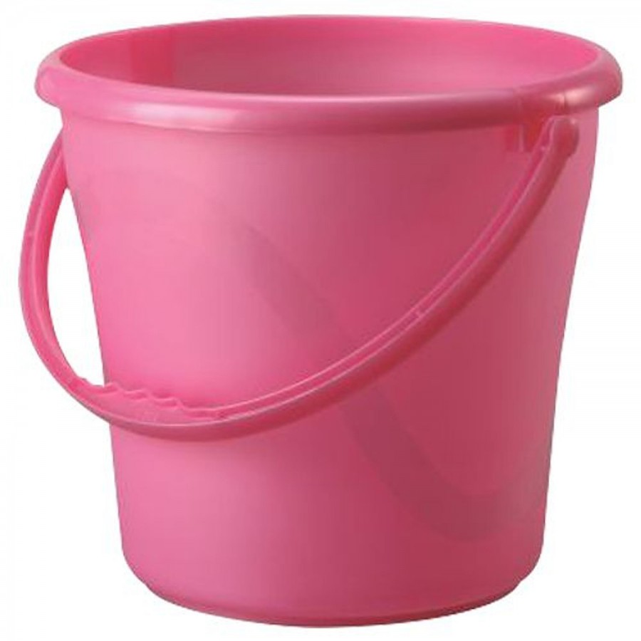 Ratan Plastic Bucket With Handle - Pink