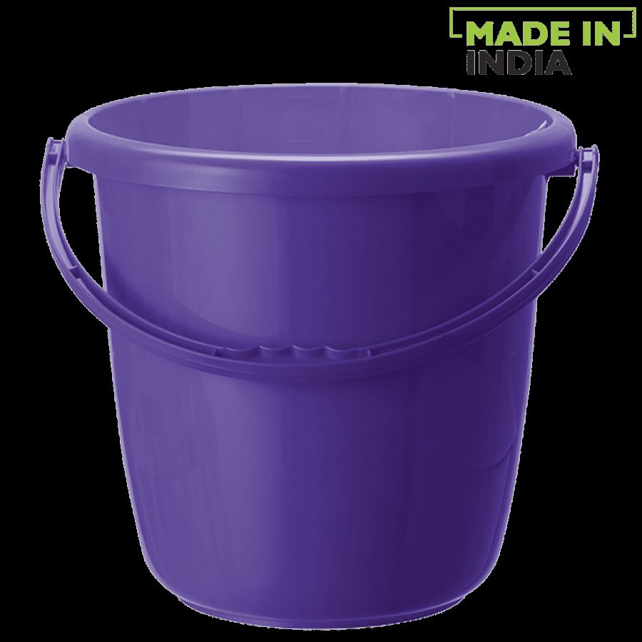 Ratan Plastic Bucket With Handle - Purple