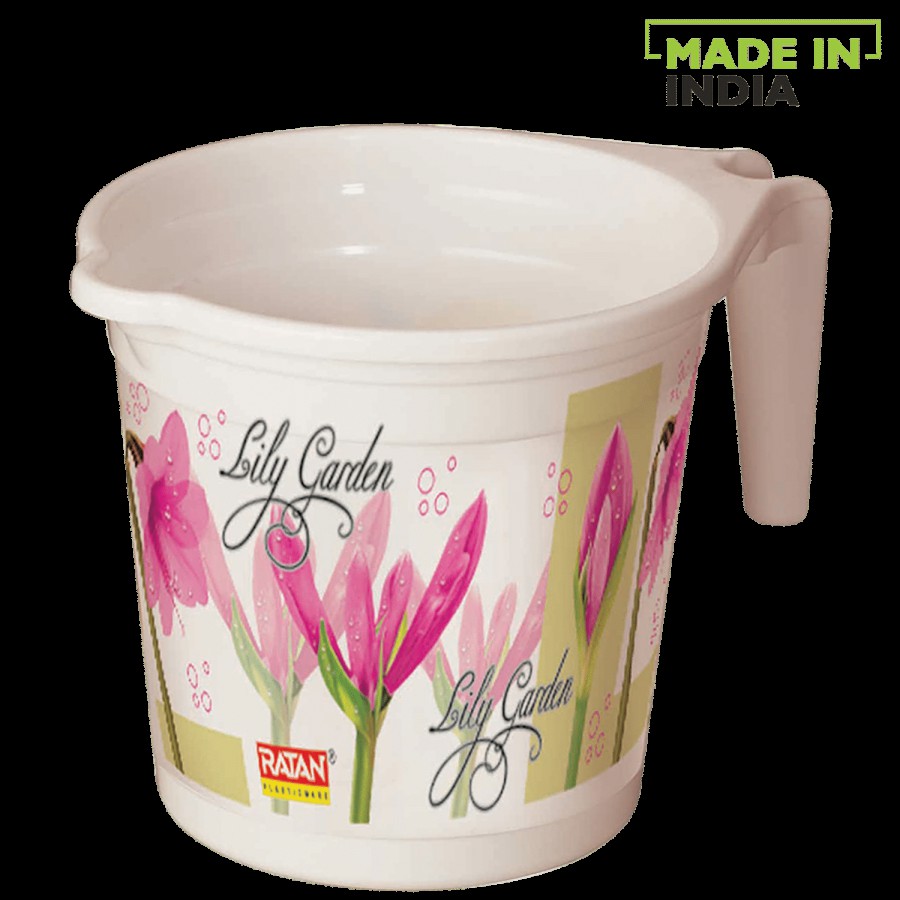 Ratan Plastic Mug With Handle - Lily Pink